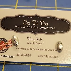 Football Silver Stud Earrings